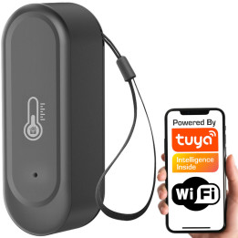 Āra ūdensizturīgs temperatūras un mitruma sensors, melns āra IP65 WiFi TUYA