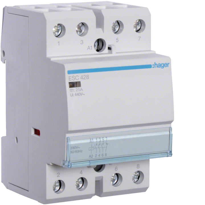 Hager ESC428 Contactor 25A 3NO+1NC 230V