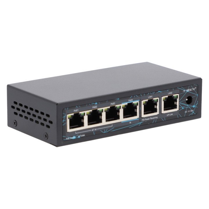 VidiLine VIDI-F0420F-EXT PoE Switch 4x PoE 100Mbps 2x RJ45 100Mbps 60W