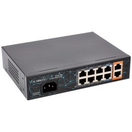 VidiLine VIDI-F0820GBL_V2 8-Port PoE Switch with 2 Gigabit Uplink Ports, 120W PoE Budget