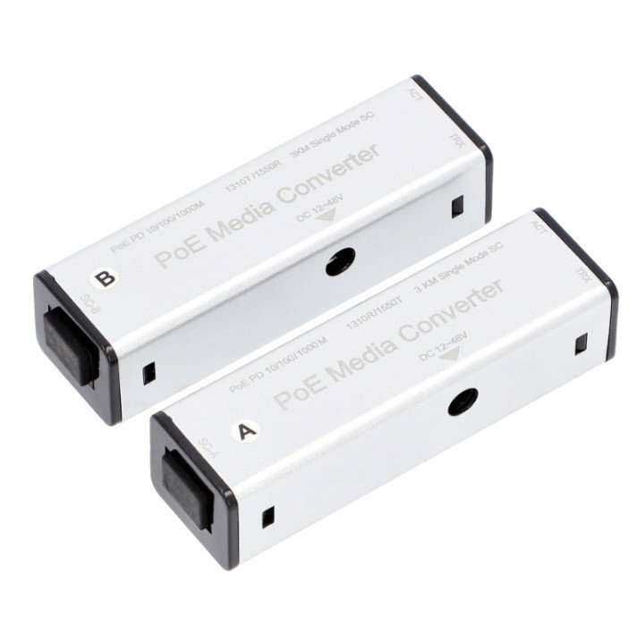 VidiLine VIDI-FZW-MC-1GB Gigabit Fiber to Ethernet Media Converter with PoE, Range up to 3 km