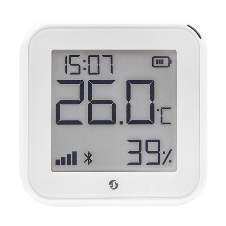 Shelly PLUS GEN3 H&T Wi-Fi + Bluetooth mitruma un temperatūras sensors ar e-papīra displeju (matēts balts) - Sonoff, SmartWise, 