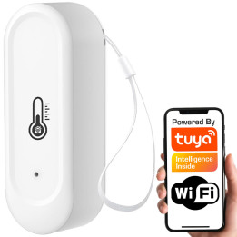 Āra ūdensnecaurlaidīgs temperatūras un mitruma sensors, balts IP65 WiFi TUYA
