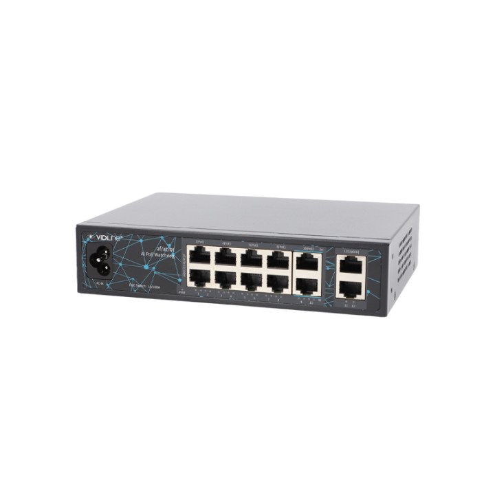 VidiLine ViDi-F1020FE 10-Port PoE Switch 100Mbps 2x Uplink
