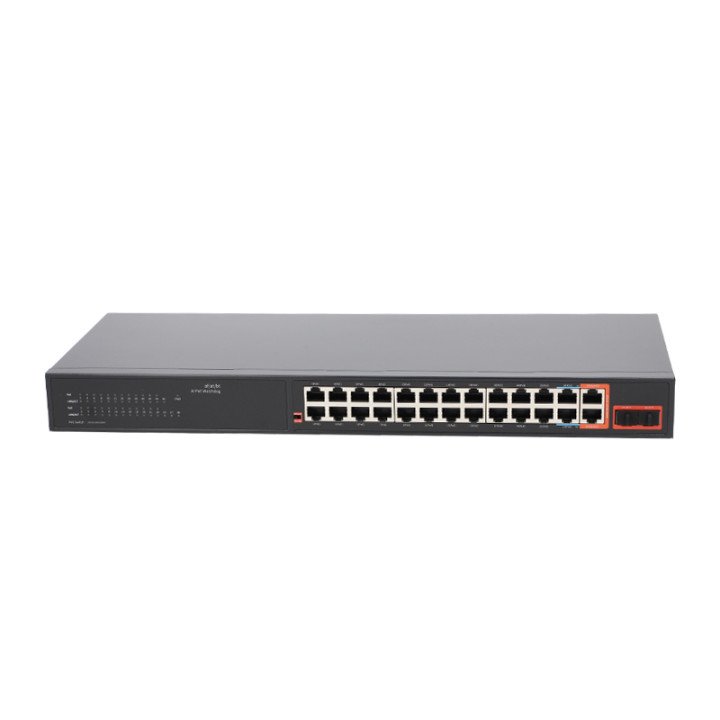 VidiLine ViDi-F2422GE 24-Port PoE+ Switch with 2 Gigabit Uplink and 2 SFP 2.5G Ports, 300W