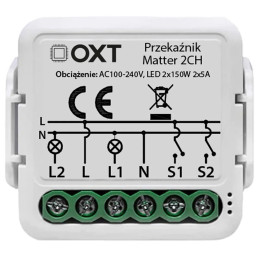 OXT moduļa releja 2 ķēdes Matter Wi-Fi Homekit