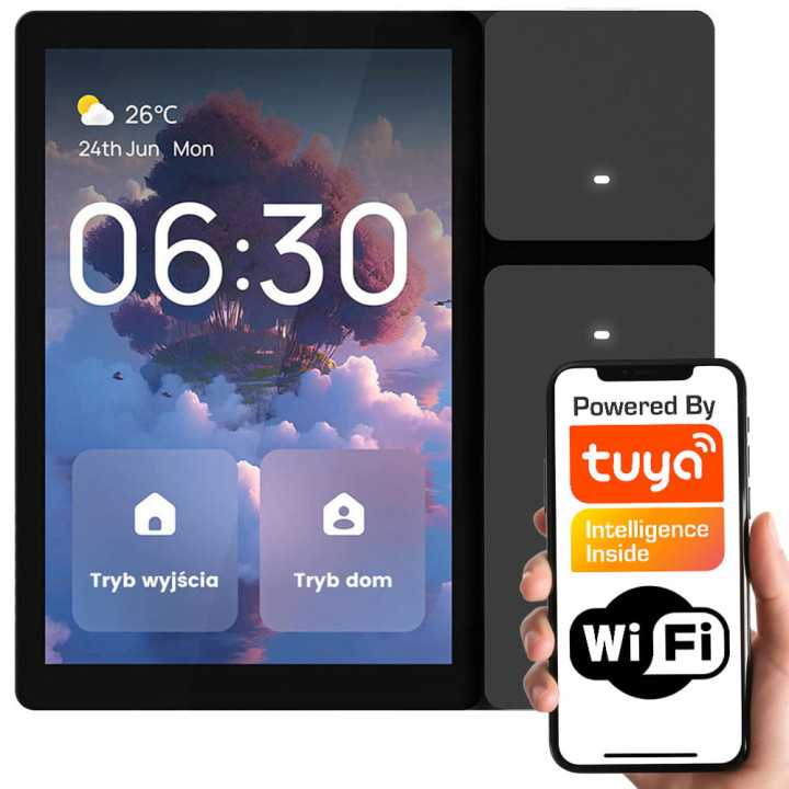 3,5-дюймовая сенсорная функциональная панель BT Mesh Gateway 3 кнопки Серый ИК WiFi TUYA