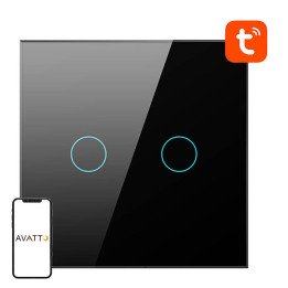 Avatto TS02-EU-B2 Smart Light Switch WiFi 2-Way (Black)
