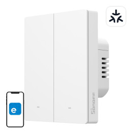 SONOFF SwitchMan M5 Wi-Fi / Matter viedais sienas slēdzis, 2 grupu, modulāra versija, balts (M5-2C-80W) - Sonoff, SmartWise, She