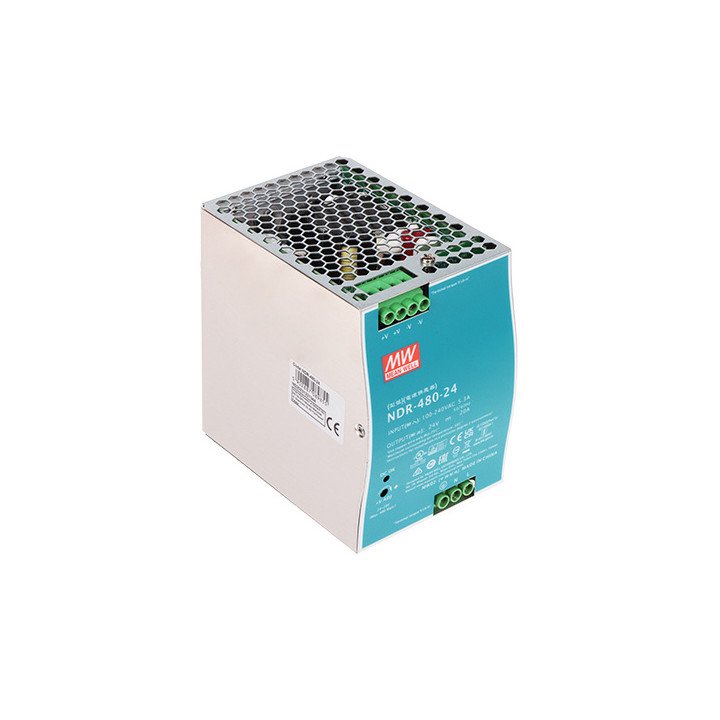 MEAN WELL NDR-480-24 480W 24V DIN sliežu barošanas bloks