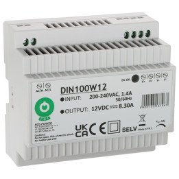 POS DIN100W12 100W 12V DIN sliedes barošanas bloks