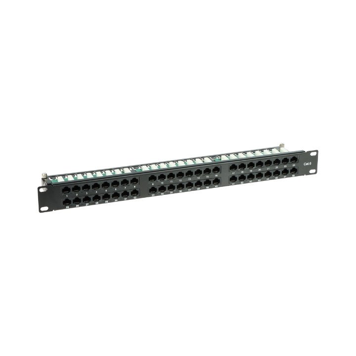 PP-48/RJ/6C 48 portu RJ-45 sadales panelis 1U