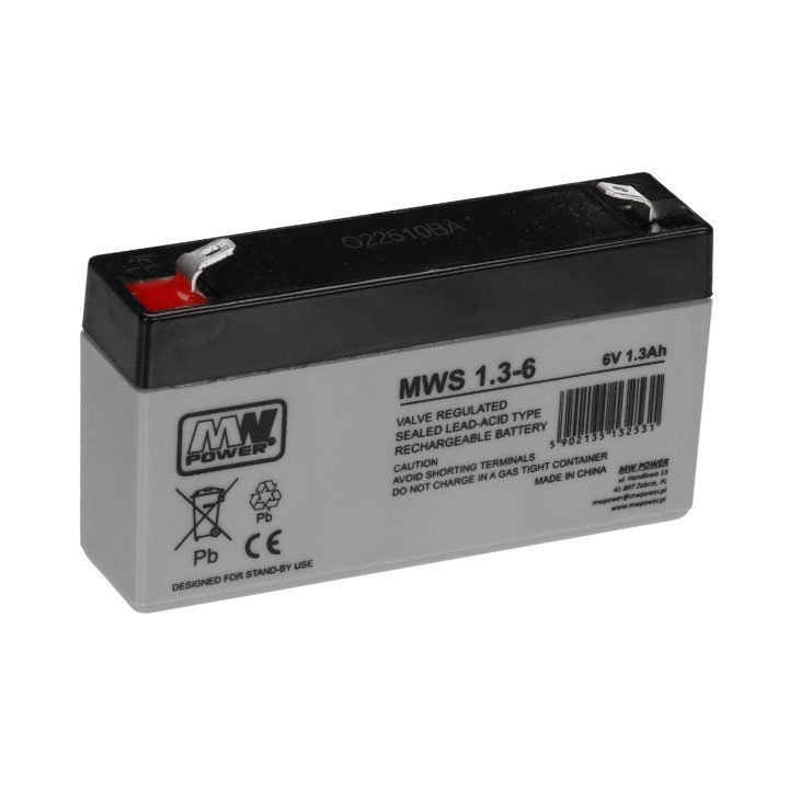 MW Power 6V/1.3AH-MWS 6В 1,3Ач SLA батарея