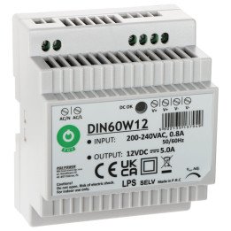 POS DIN60W12 60W DIN sliedes barošanas bloks 12V 5A