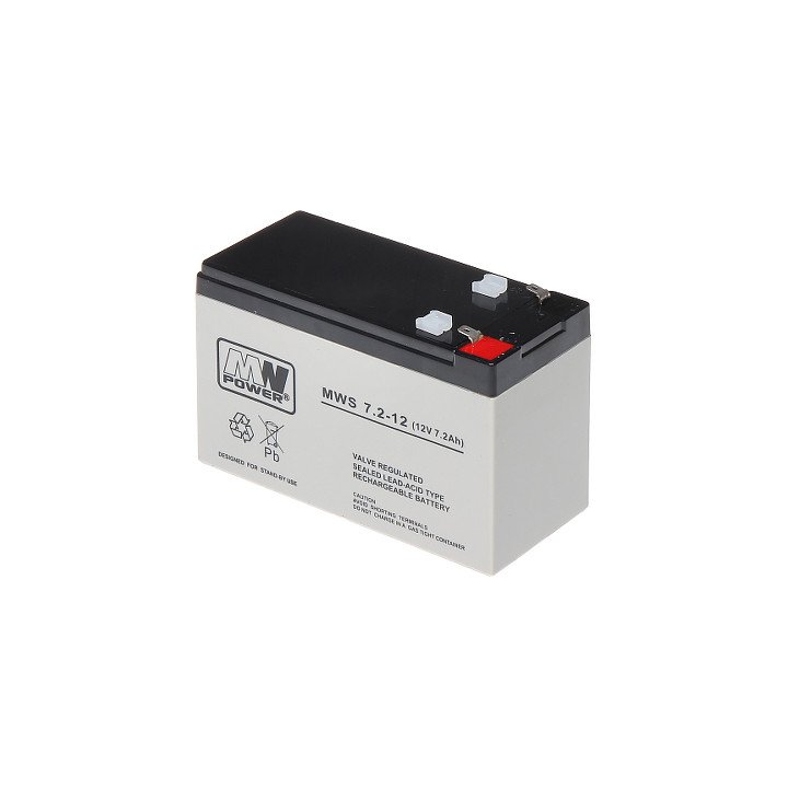 12В 7,2Ач свинцово-кислотная батарея MWS 12V/7.2AH-MWS