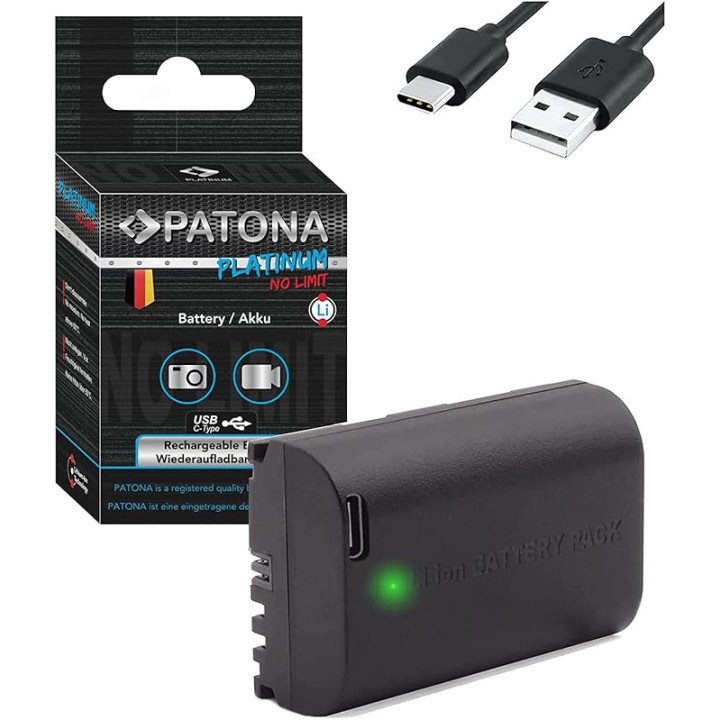 Patona PT1353 Camera Battery for Canon LP-E6/LP-E6N 2250mAh Li-Ion with USB-C Charging