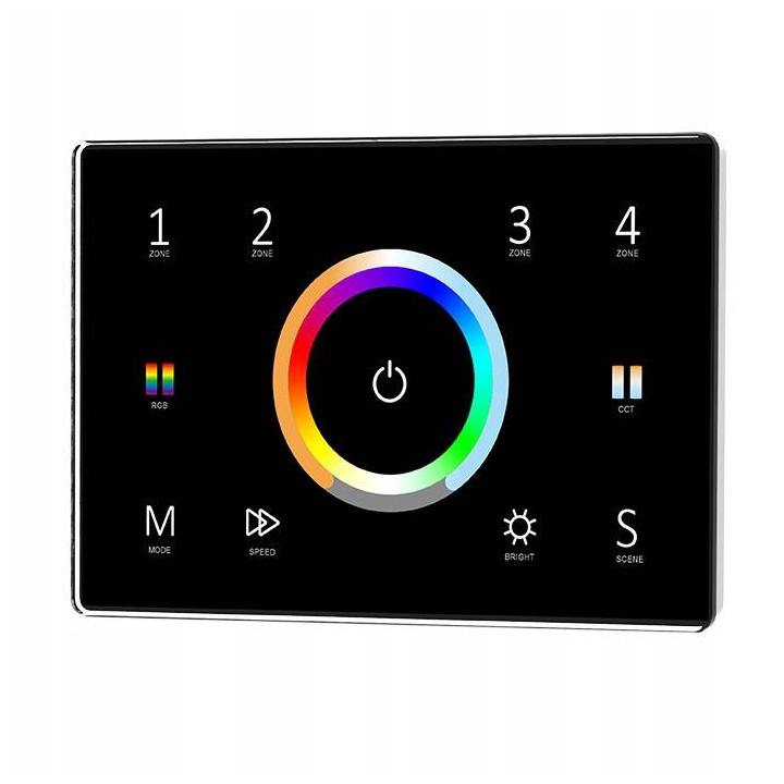 Tālvadības pults RGB+CCT kontrollerim 4 Zones Panel 230V Black SD Series