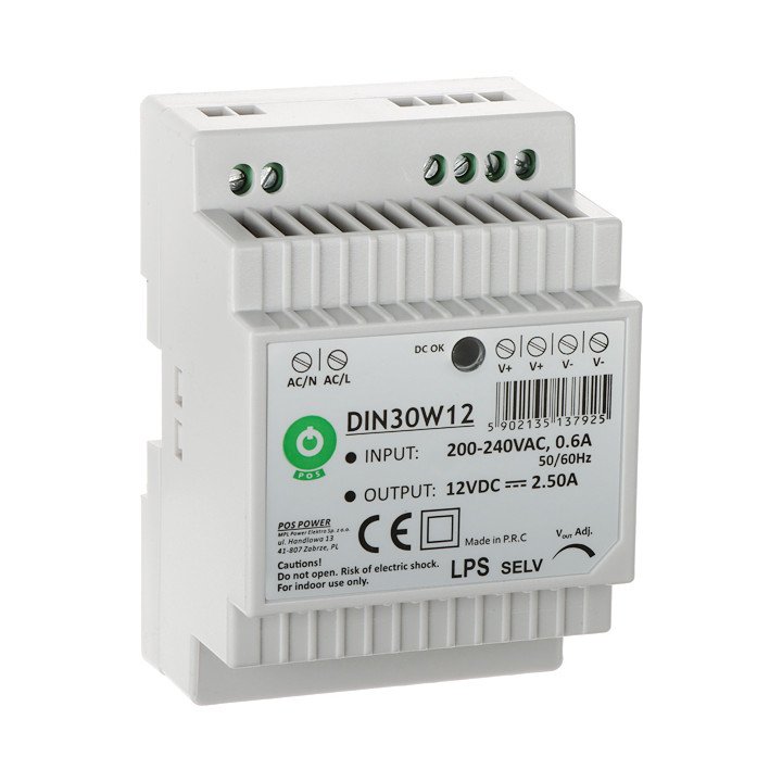POS DIN30W12 30W 12V блок питания на DIN-рейку