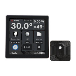 Shelly Sienas displejs Wi-Fi + Bluetooth skārienekrāna sienas slēdzis un vadības panelis (melns) + BLU H&T sensors - Sonoff, Sma