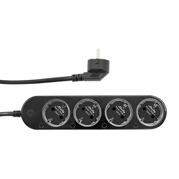 Shelly Power Strip 4 Gen4 – интеллектуальный удлинитель с 4 розетками, измерителем мощности, Wi-Fi, Zigbee, Matter, черный - Son