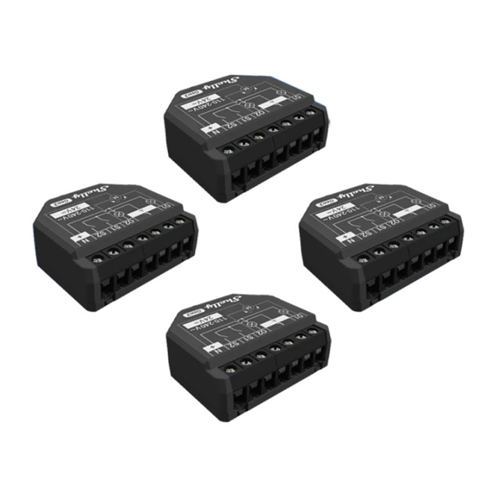 Shelly 2PM Gen3, двухканальный Wi-Fi + Bluetooth интеллектуальный релейный модуль с режимом рольставней (в упаковке 4 шт.) - Son