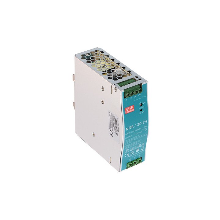 MEAN WELL NDR-120-24 120W 24V DIN sliedes barošanas bloks