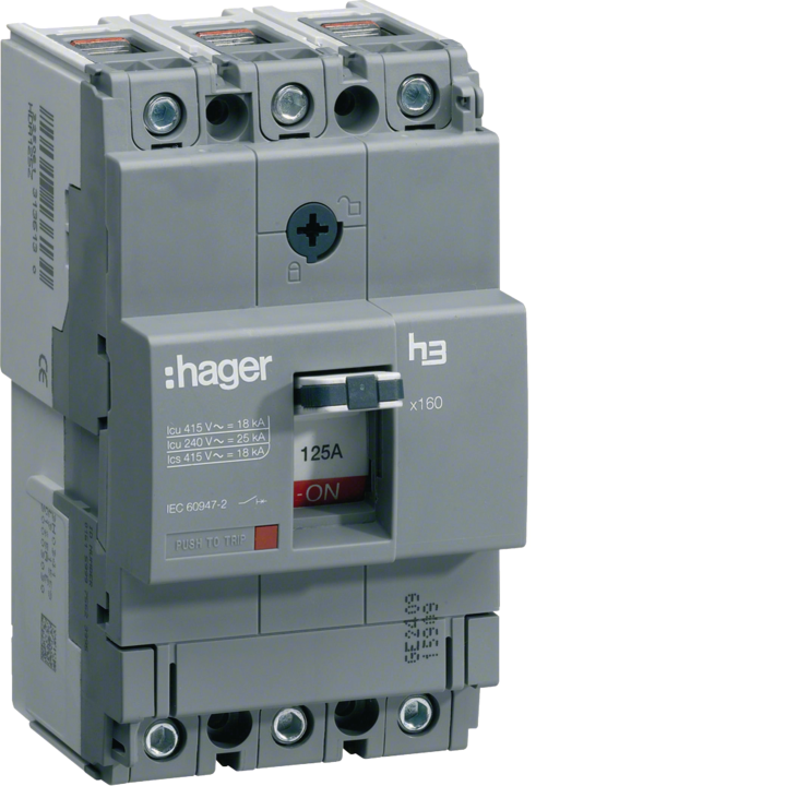 Hager HHA100H MCCB X160 3P 25kA 100A