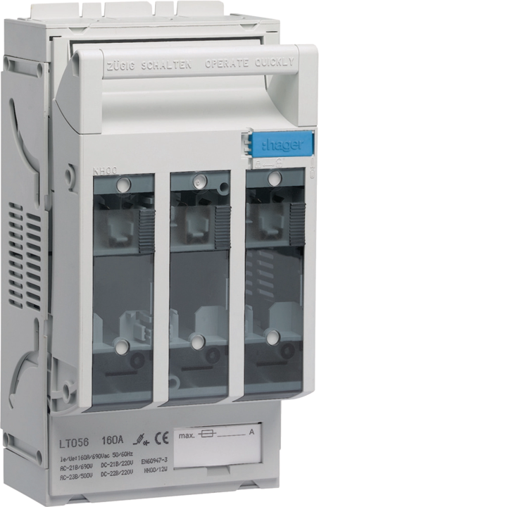 Hager LT053 Drošinātāja slēdzis-atvienotājs NH00 40mm M8