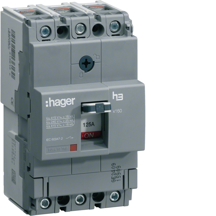Hager HCA125H MCCB X160 3P 40kA 125A