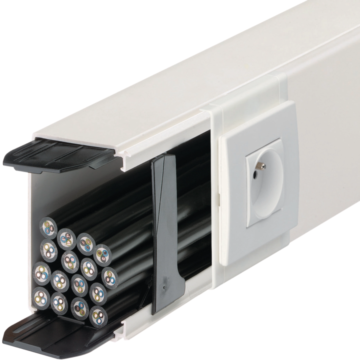 Hager Liféa LFF4009009016 Kabeļu kanāls 40x90mm balts ar savienotāju un 2 klipiem