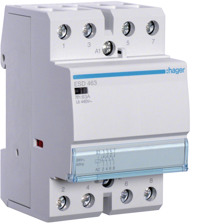 Hager ESD463 Modular Contactor 63A 4NO 24V AC