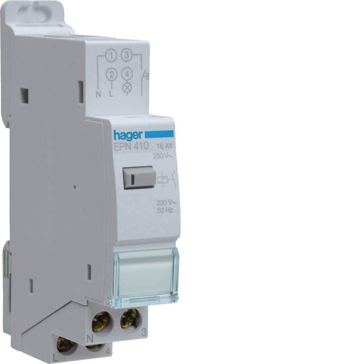Hager EPN410 Electronic Latching Relay 1NO 230V 16A