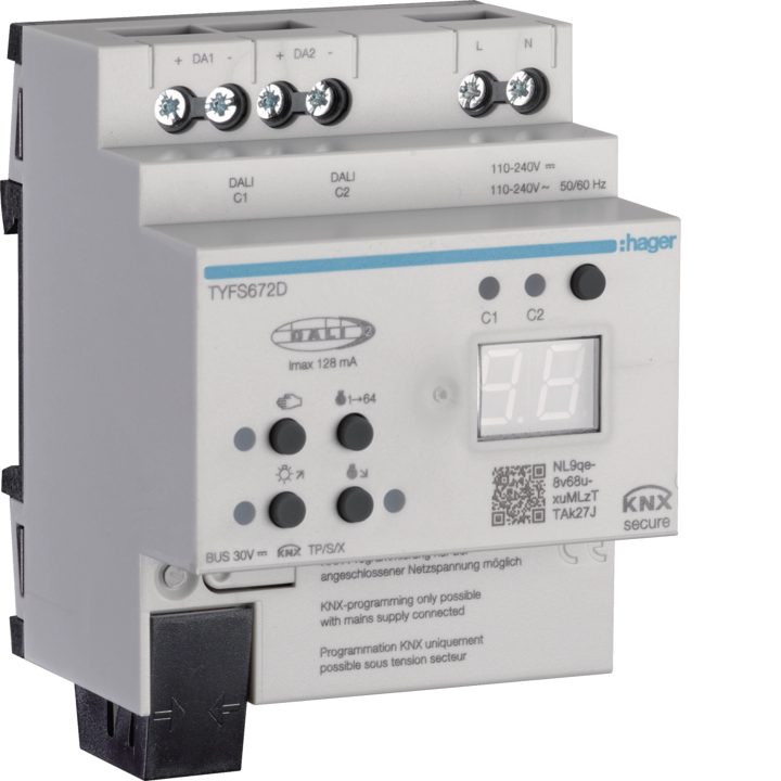 Шлюз Hager TYFS672D KNX-DALI 2, 2 выхода, защищенный