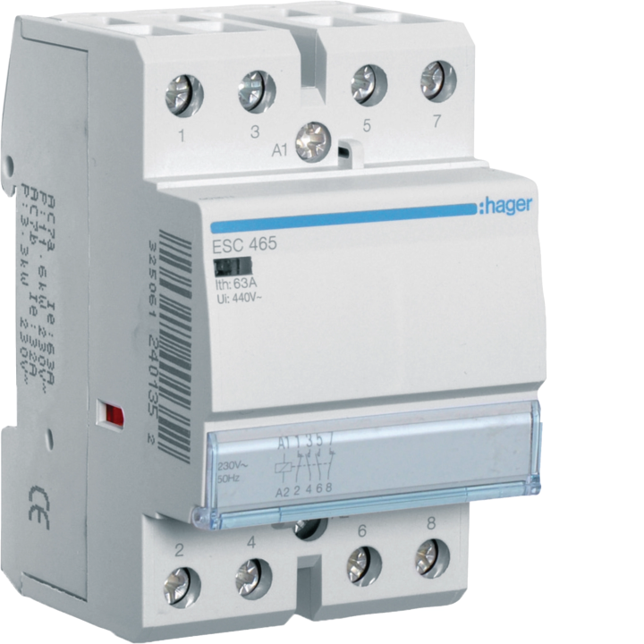 Hager ESC465 Contactor 63A 2NO+2NC 230V
