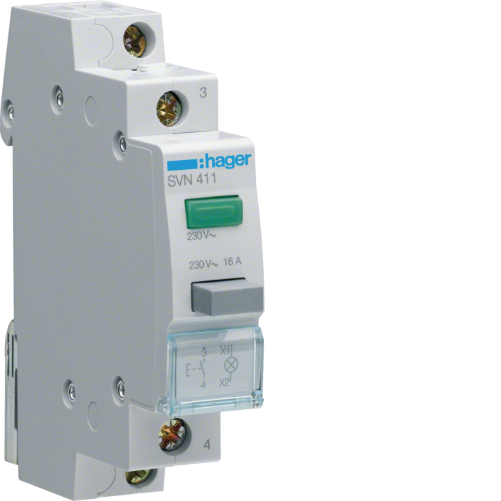 Hager SVN411 Impulse Relay 1NO + Green Light 230V AC