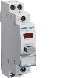 Кнопка выхода Hager SVN432, импульсная, 2NO PB + красный индикатор, 230V AC