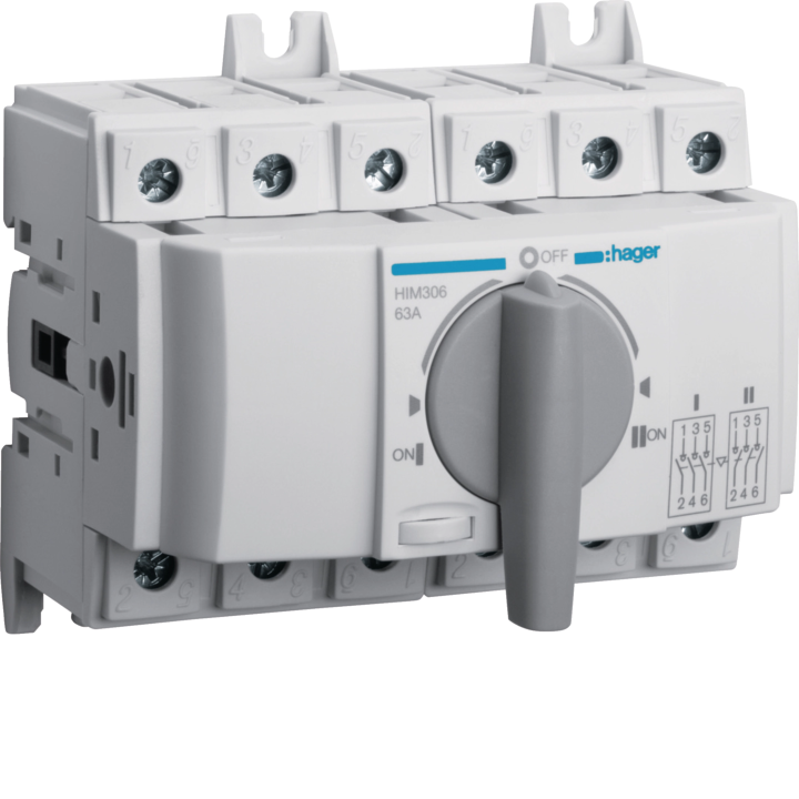 Hager HIM306 Modular Change-over Switch 3x63A