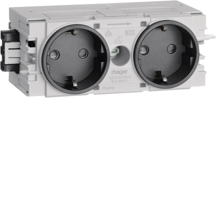 Розетка Hager GS20009011 на 2 модуля, белая