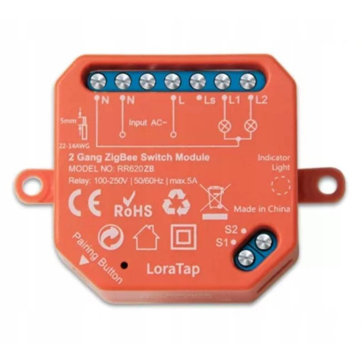 Releja kontrolleris 2 ķēdes ZigBee LR TUYA