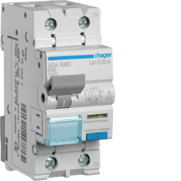 Hager ADA506D RCBO 1P+N 10kA B-6A 30mA Type A