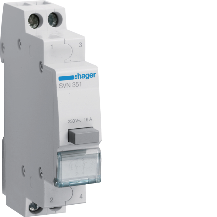 Кнопка Hager SVN351 импульсная, 1NO/NC, 230V AC