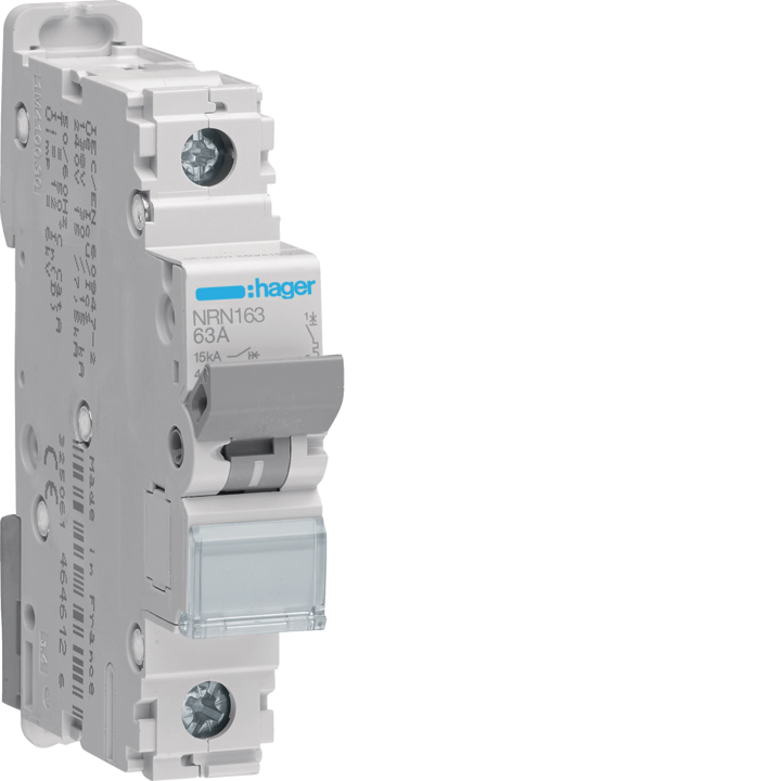 Автоматический выключатель Hager NQN163, 1P, 15kA, C-63A, 1М