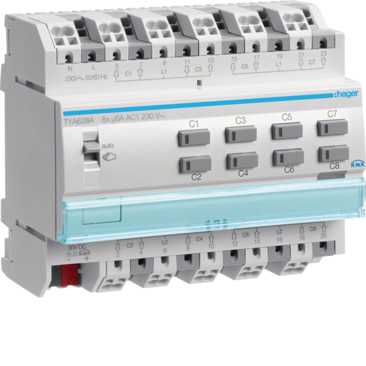 Hager TYA628A Output Device for 8 Shutters 230V~