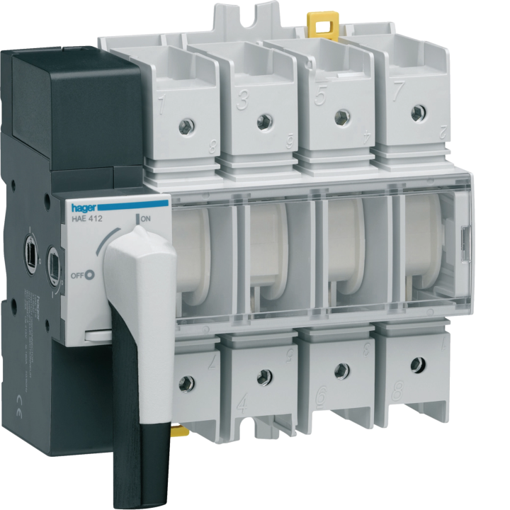 Hager HAE412 Load Break Switch, Visible Break, 4P 125A