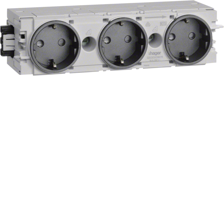 Розетка Hager GS30009011, 3-модульная, тип Wago C-Profile