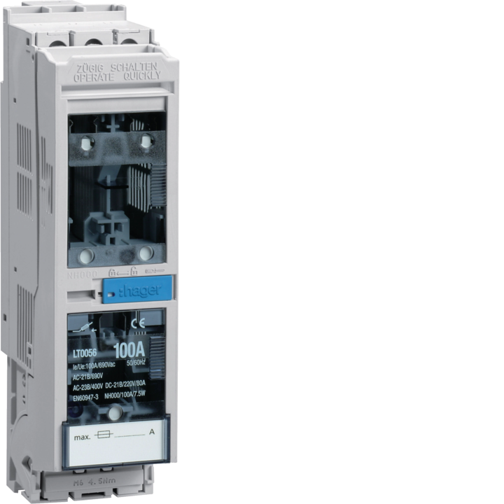 Hager LT0056 Drošinātāja slēdzis-atvienotājs NH000 63A 690V AC 3P