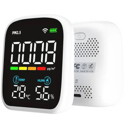 PM2.5 gaisa kvalitātes sensors ar temperatūras un mitruma mērīšanu. WiFi TUYA
