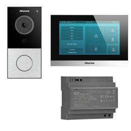 Akuvox E12S video domofonu komplekts — āra paneļa sudraba krāsa + C313W-LP-2 7 collu monitors