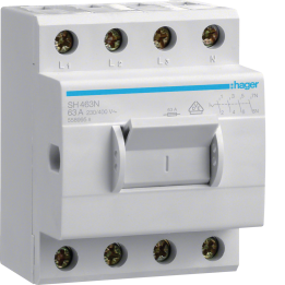 Hager SH463N 4-polu 63A galvenais slēdzis/izolators, 4 moduļi