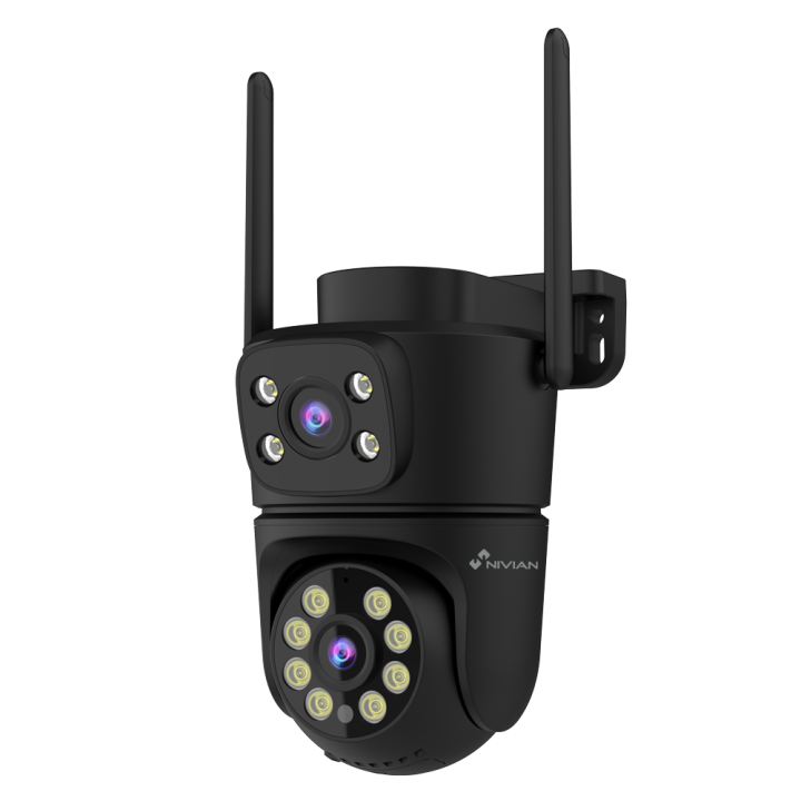 NIVIAN RETAIL NVS-IPC-0S6B-DUAL 4MP PTZ IP kamera ar Wi-Fi, PoE, IP65, divkāršu apgaismojumu